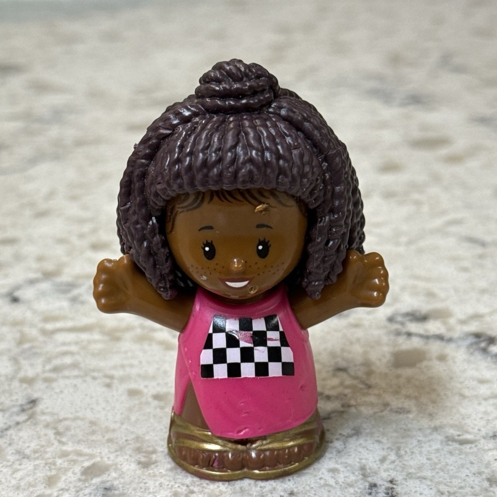 Fisher Price Little People Barbie Racecar Driver Girl Pink Checkered Flag 2022